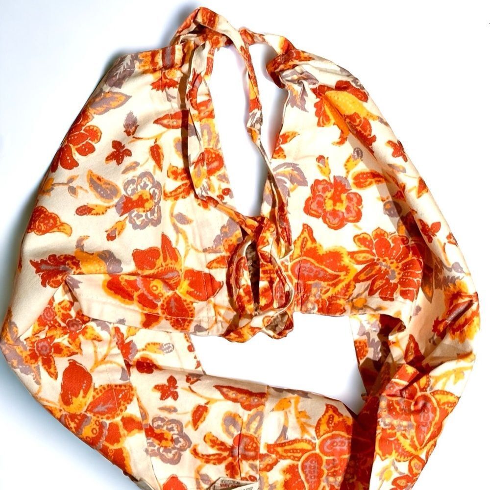 Free People Small convertable bandeau orange & white floral new with tags - Picture 12 of 14